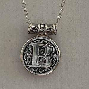 Monogram B Pendant Necklace - Wax Seal Style - Sterling 925